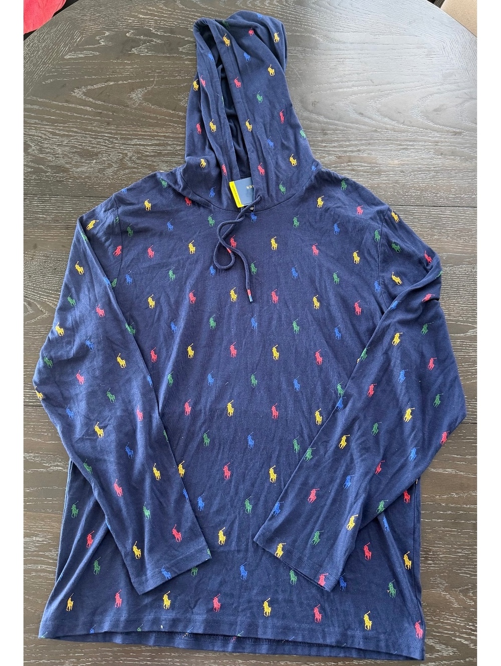 Polo Ralph Lauren Men's Navy Multicolored Pony Print Hooded Top M